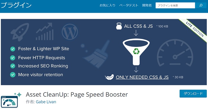 ホームページ表示速度改善プラグインAsset CleanUp